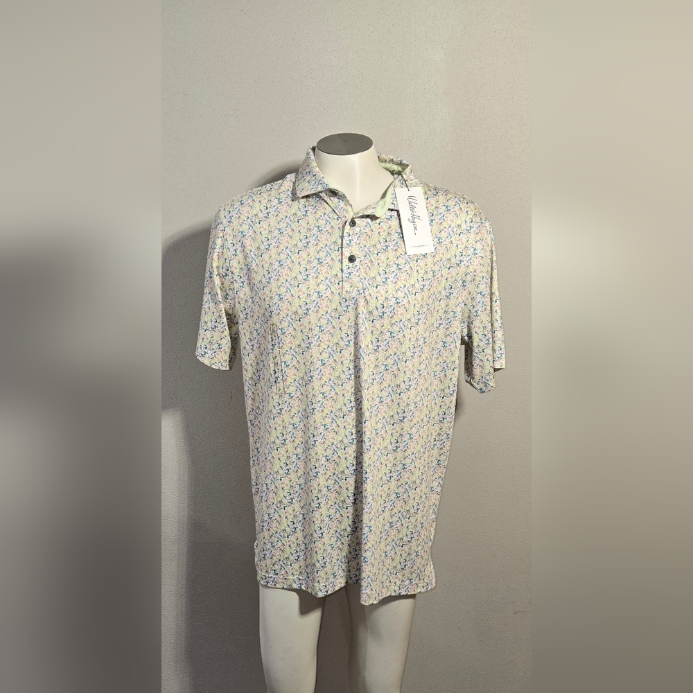NWT Walter Hagen Men Polo Clubhouse Fresco Ditsy Print Short Sleeve Golf Men's